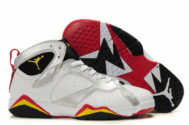 Air Jordans 7 Retro Mens:White/Black/Yellow Nike Sneakers
