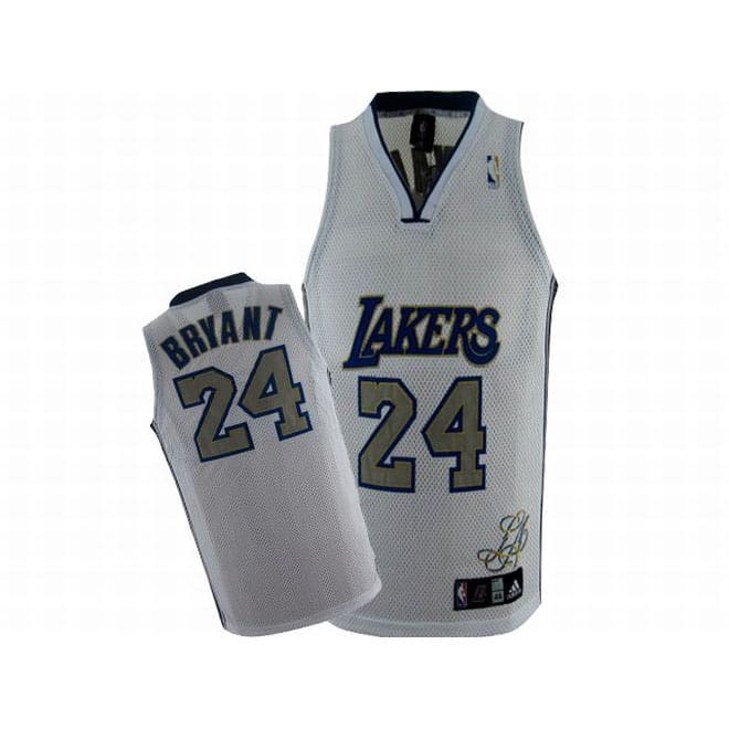Kobe Bryant #24 White NBA Jerseys Blue Grey Numbers