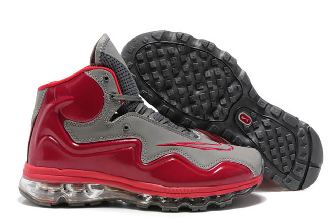 Cool Grey Hyper Red Air Max Flyposite Basketball Sneakers