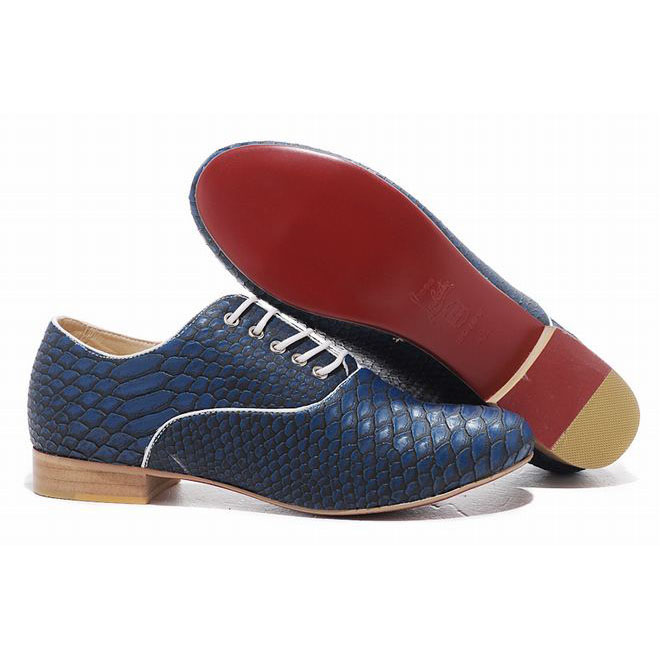 Christian Louboutin Alfredo Womens Flat Shoes Blue Python