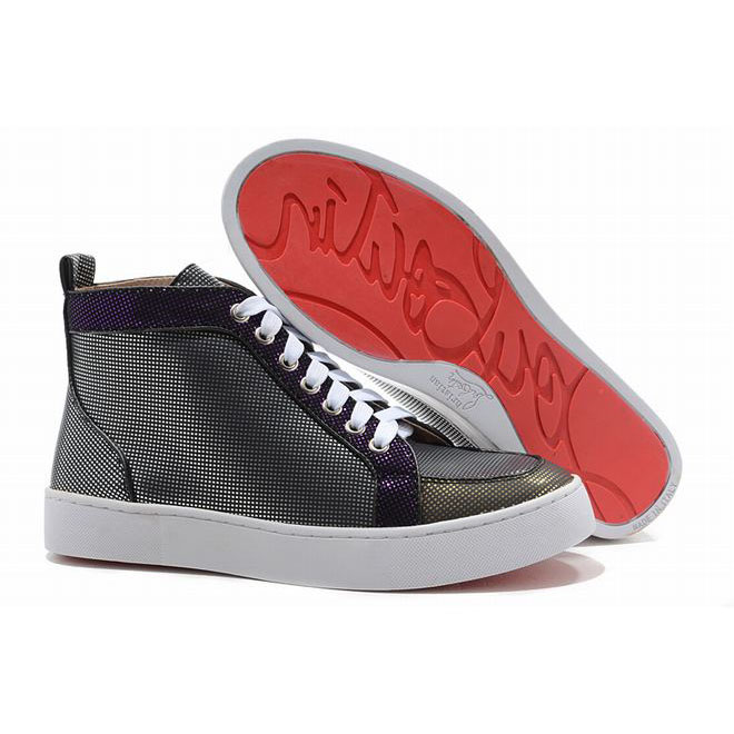 Metallic Glitter Christian Louboutin Rantus Orlato High Top Mens Red Sole Shoes