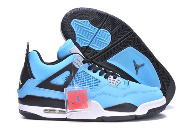 Men Size Blue and Black Colorways Retro 4 Powder Blue Nike Jordans Sport Shoes