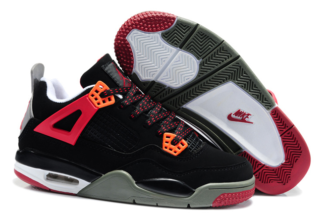 Nike Air Jordan IV Retro Shoes In Black White & Blue Features Kids