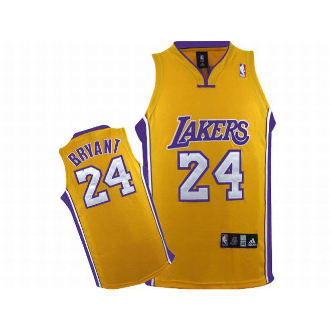 NBA Lakers Kobe Bryant #24 Yellow Jersey Purple White Number