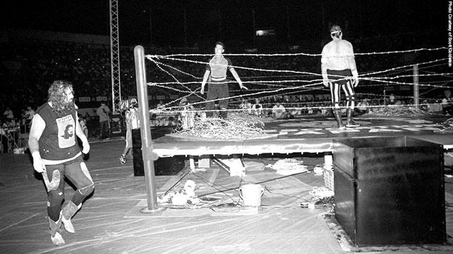 Cactus Jack vs. Terry Funk (Barbed Wire Bunkhouse Match)