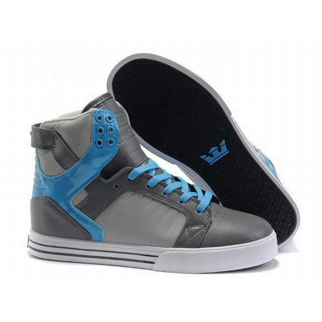 High Top Supra Shoes Skytop Grey and Blue Mens