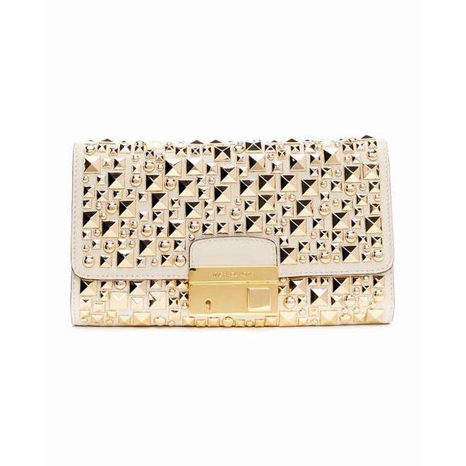 Ecru Michael Kors Gia Studded Clutch