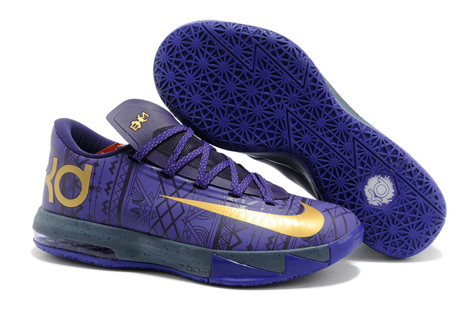 Nike KD 6 New Release%u201CBHM%u201DFootwear in Purple Venom/Metallic Gold and Purple Dynasty Colorway