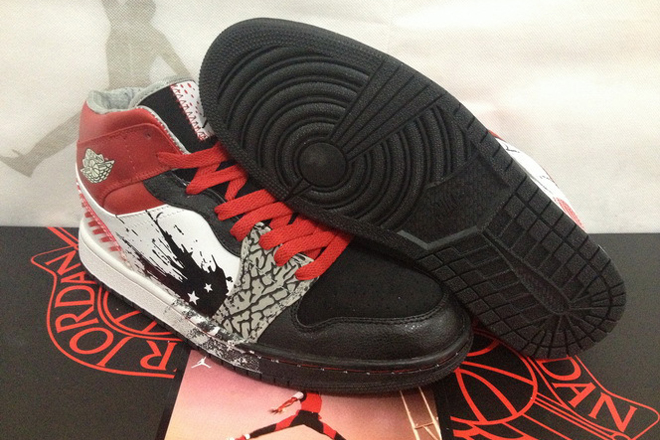 Black/White/Sport Red-Retro Jordan 1 Dave White X Wings For The Future Nike Basketball Shoes