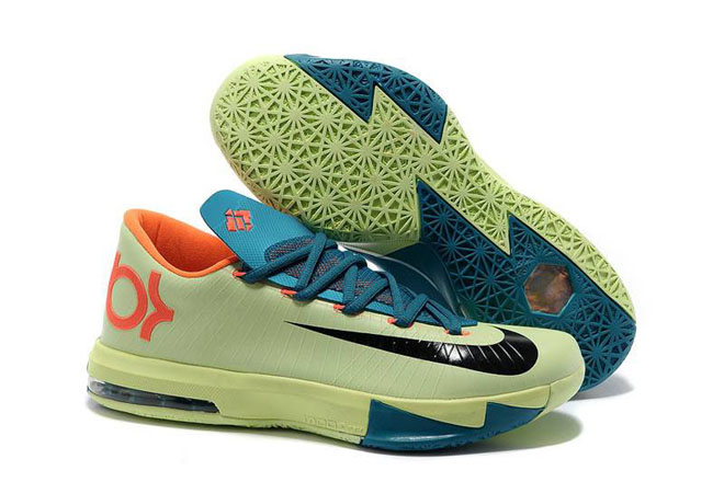 KD VI (6) Aqua Green-Orange/Teal-Navy Nike Mens Size Shoes