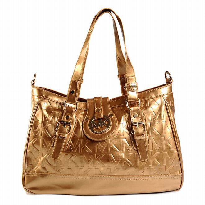 Michael Kors Monogram Shoulder Bag Golden Womens