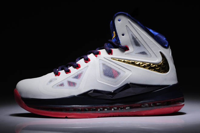 Nike King Lebron X Sport Pack Gold Medal USA Olympic with Features Cork White and Obsidian and 