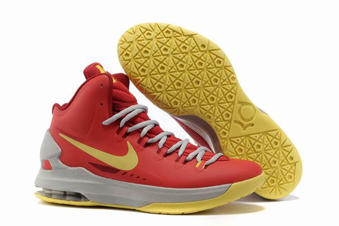 Nike KD V (5) DMV Bright Crimson White-Wolf Grey Mens Kevin Durant Shoes