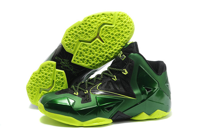 Black-Green LeBron 11 Nike King James Sport Shoes