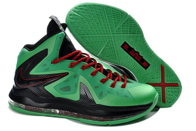 Nike Air Max LeBron James 10(X) P.S. Elite Gree Red Black Sport Shoes