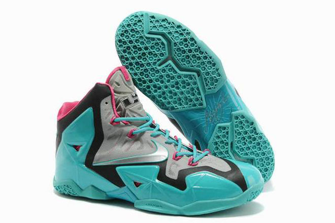 Silver-Jade-Pink LeBron 11 Nike Mens Basketball Shoes
