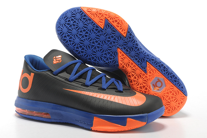 Nike Mens Zoom Kevin Durant VI (6) In Black/Royal Blue & Orange Colorways Athletic Sneakers