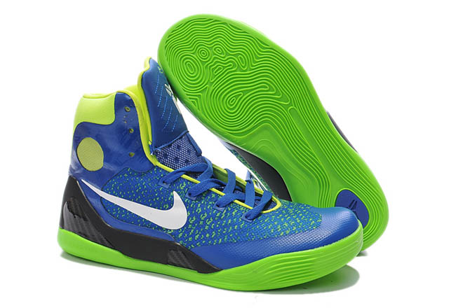 Elite Kobe IX 9 Cheap Womens Nike Shoes Online - Colors:Blue/Neon Green/White