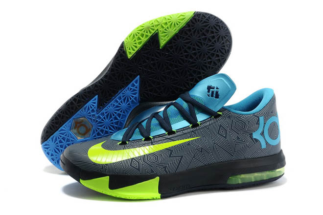 Away II - KD 6 Cheap Men Size Sneaker - Color Black/Volt and Grey/Blue