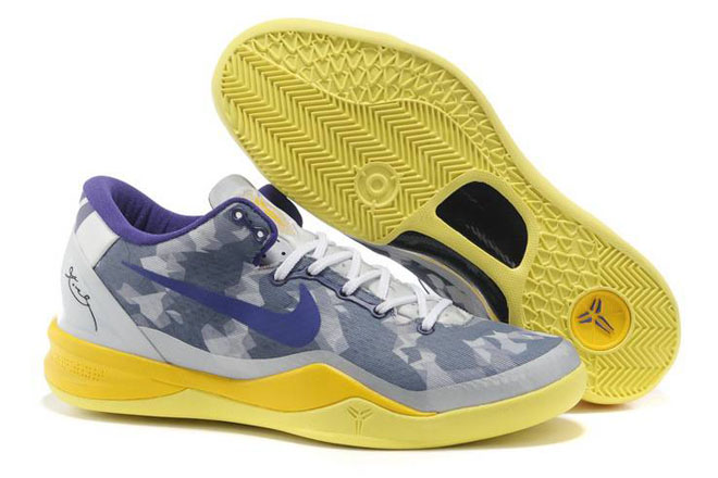 Kobe VIII (8) White Purple Yellow Nike Mens Size Shoes