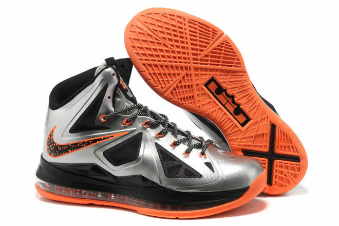 Nike shoes Lebron james 10 X Metallic Silver/Black/Orange colorways