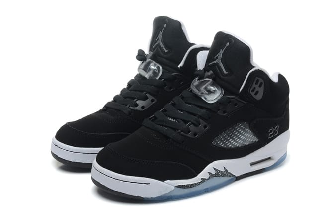 Nike Womens Retro Air Jordan 5 Oreo Shoes Black Cool Grey White