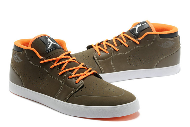 Nike Jordan V.1 Chukka Mens Basketball Shoes with Olive and Orange