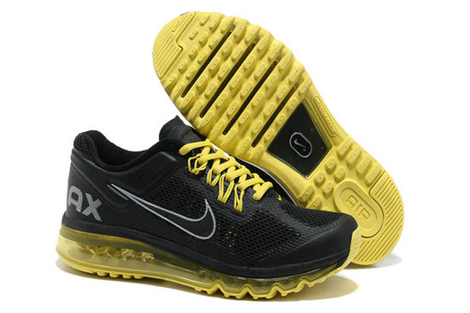 Mens Air Max 2013 Black Silver Yellow Shoes