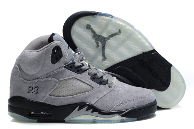 Jordan 5 Suede Grey/Dark Navy Blue Nike Womens Size Shoes