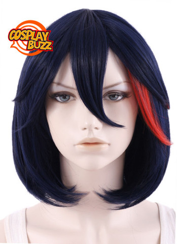 Kill LA Kill Ryuko Matoi Short Straight Dark Blue Mixed Red Anime Cosp