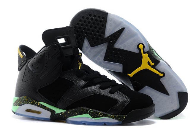 Retro Nike Jordan VI 6 Black/Yellow/Green World Cup Brazil Colorway Sports Shoes for Men