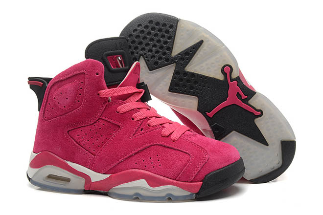 Suede Michael Jordan 6 Retro Pink White Black Colorway Womens Sneakers