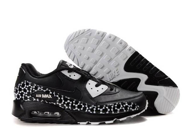 Nike Men Air Max 90 Premium Running Sport Shoes Black And White
