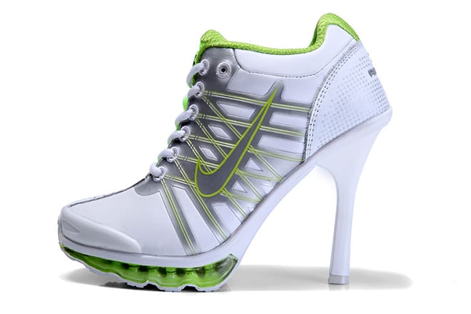 Nike Air Max White & Metallic Colorways Heels (Silver/Lime)