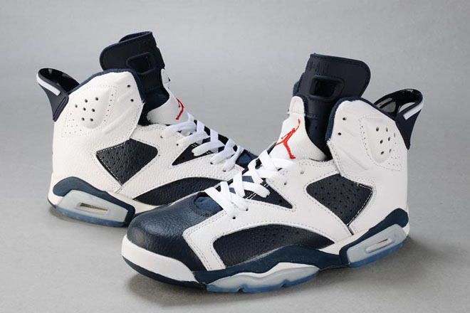 Retro Nike Women Shoes Air Jordan 6 VI White/Dark Blue/Red