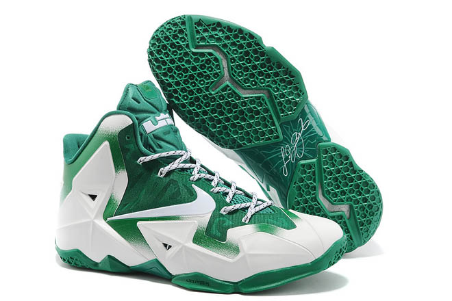 lebron james shoes green and white