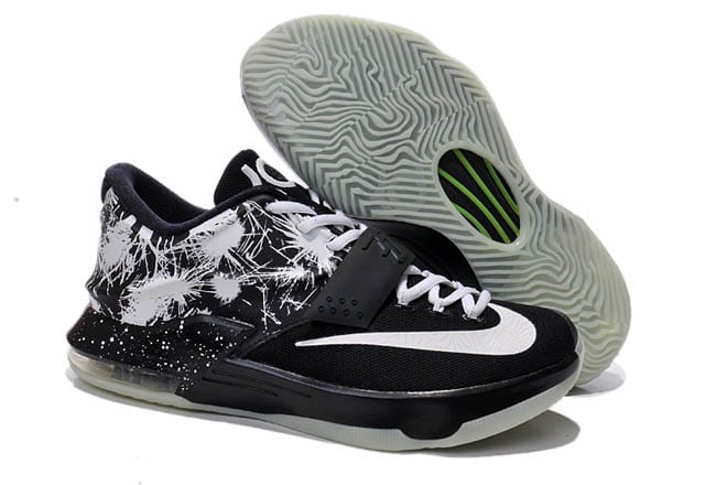 Nike Kevin Durant 7 Black/White with Fireworks Print Training Shoes - Glow in the Dark