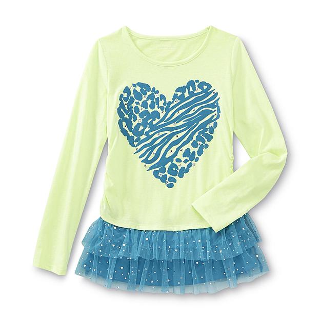 Piper Girl's Long-Sleeve Tunic Top - Heart