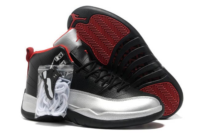 Leather Air Jordan black/metallic-silver/varsity-red nike shoes