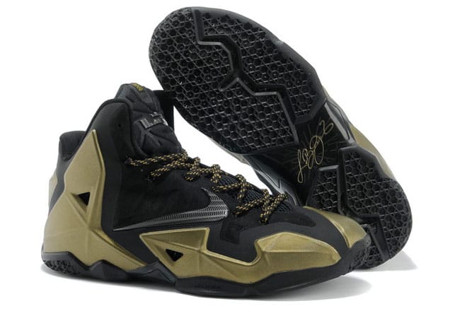 Nike Mens LeBron 11 Black-Gold King James Basketball Shoes