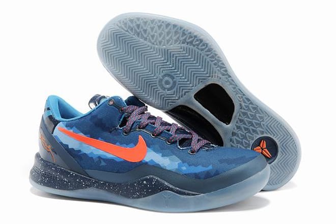 Nike Kobe Bryant Kobe 8 System Basketball Shoes Blitz Blue Total Crimson Squadron Blue Ice Blue Colors