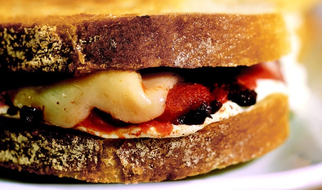 Mozzarella and Provolone with Roasted Tomatoes and Black Olives