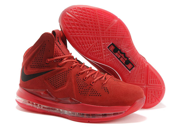 Mens LeBron X EXT Cork QS Red-Black James Basketball Shoes