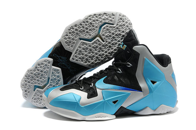 King James LeBron 11 Black/Silver/Blue Nike Shoes For Men