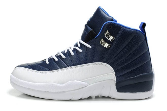 Obsidian Blue and White Men's Jordan Shoes Retro 12 - Leather