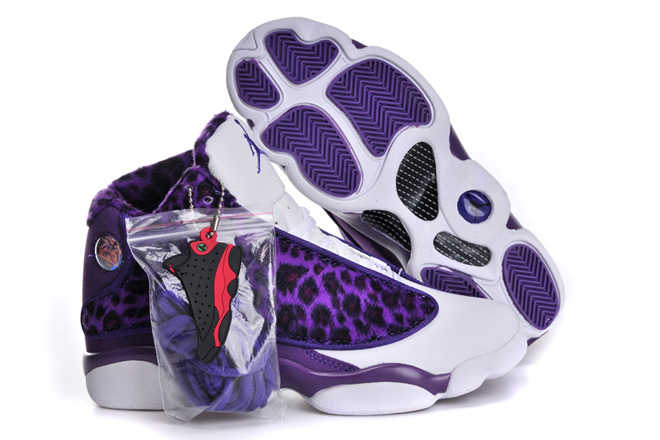 Michael Female Jordan Retro XIII 13 Leopard Print Purple/White Sport Sneakers