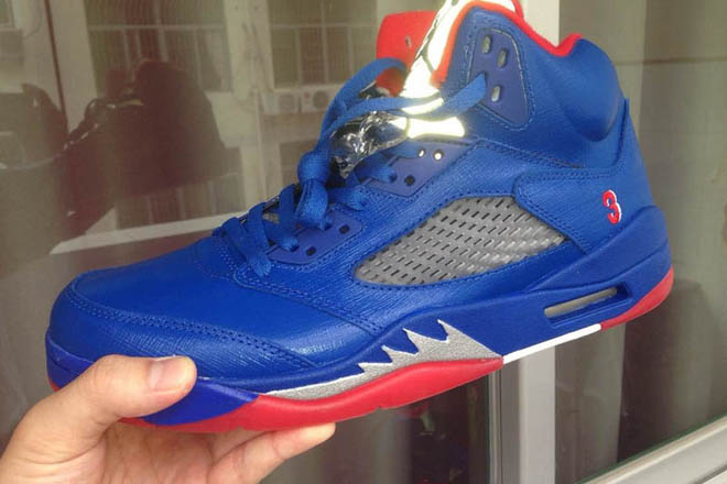 Michael Jordan 5 CP3 Chris Paul Metallic Silver/Game Royal/Gym Red Basketball Shoes
