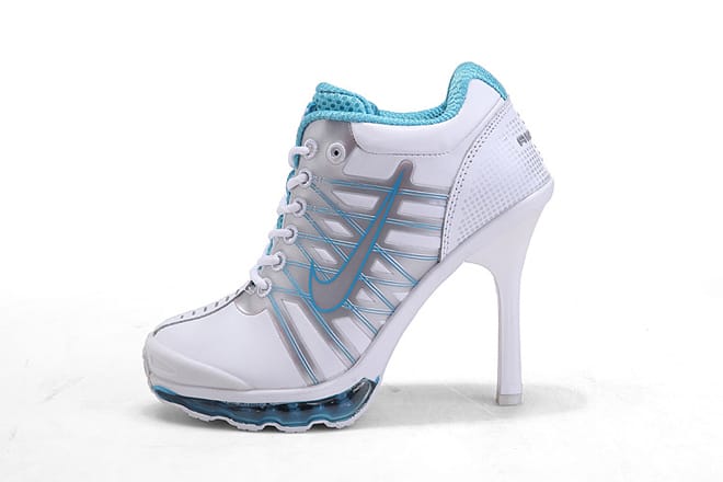 Nike Air Max White & Metallic Colorways Heels (Silver/Turquoise)
