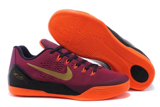 Deep Garnet/Metallic Gold/Hyper Crimson Nike Zoom Kobe 9 EM Low Shoes