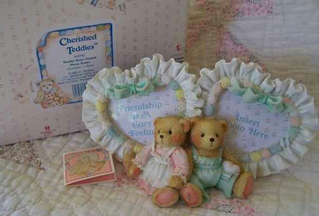 Cherished Teddies - Picture Frame (Double Heart Shaped)
